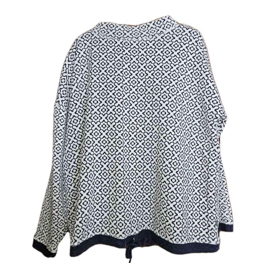 Talbots XL Blue Floral Cotton Pullover Top Bateau Neck Coastal Preppy - Picture 1 of 6